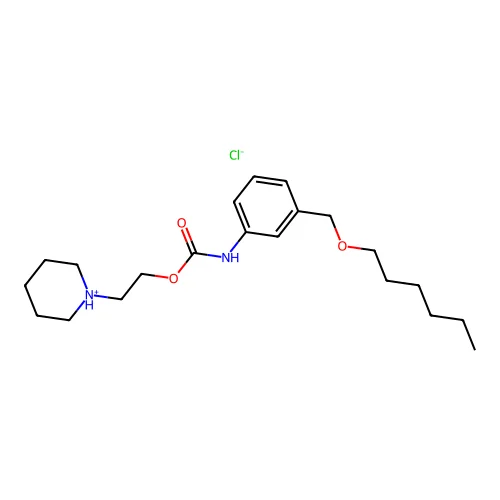 Carbanilic acid, m-((hexyloxy)methyl)-, 2-piperidinoethyl ester, hydrochloride structure