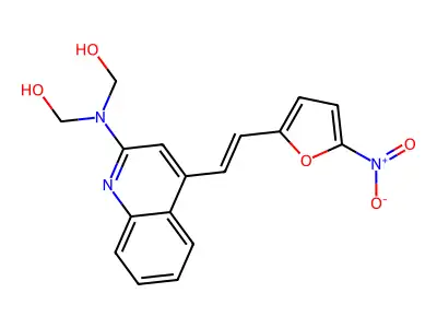 ((4-(2-(5-Nitro-2-furyl)vinyl)-2-quinolyl)imino)dimethanol structure