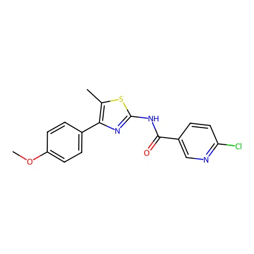 6-chloro-N-[4-(4-methoxyphenyl)-5-methyl-1,3-thiazol-2-yl]pyridine-3-carboxamide structure