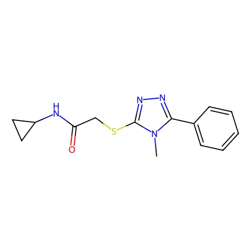 N-cyclopropyl-2-[(4-methyl-5-phenyl-1,2,4-triazol-3-yl)sulfanyl]acetamide structure