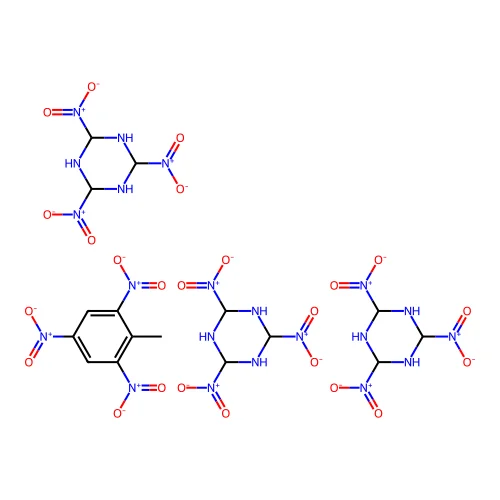 2,4,6-Trinitro-1,3,5-triazinane--2-methyl-1,3,5-trinitrobenzene (3/1) structure