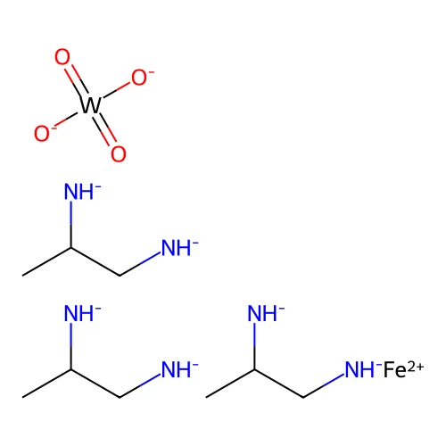 Tris(propylenediamine)tungstatoiron pentahydrate structure