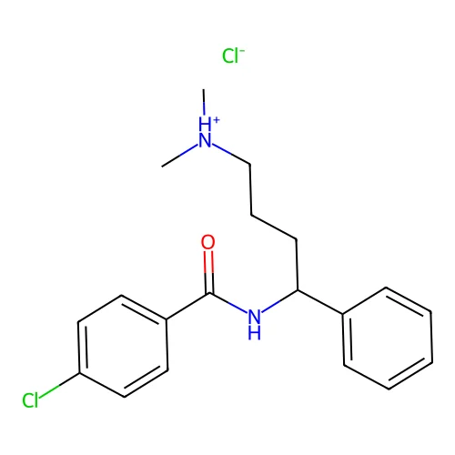 Benzamide, p-chloro-N-(alpha-(3-(dimethylamino)propyl)benzyl)-, hydrochloride structure