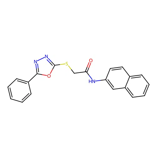 N-naphthalen-2-yl-2-[(5-phenyl-1,3,4-oxadiazol-2-yl)sulfanyl]acetamide structure