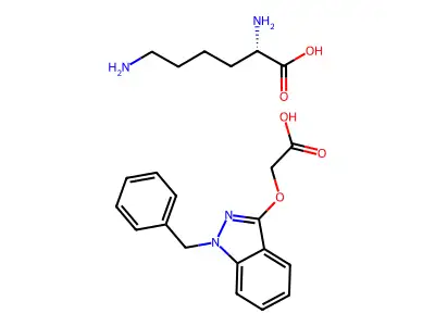 2-(1-Benzylindazol-3-yl)oxyacetate;2,6-bis(azaniumyl)hexanoate structure