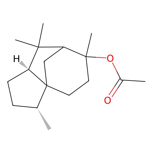 [(2R,5S)-2,6,6,8-tetramethyl-8-tricyclo[5.3.1.01,5]undecanyl] acetate structure