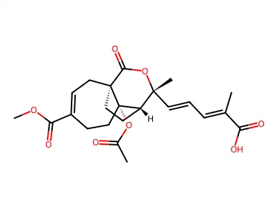 (2E,4E)-5-[(1R,7S,8R,9R)-4,7-BIS(METHOXYCARBONYL)-9-METHYL-11-OXO-10-OXATRICYCLO[6.3.2.0(1),?]TRIDEC-3-EN-9-YL]-2-METHYLPENTA-2,4-DIENOIC ACID structure