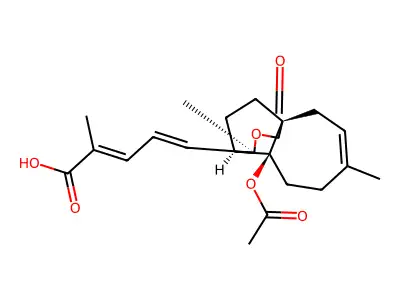 (2E,4E)-5-[(1R,7S,8S,9R)-7-(acetyloxy)-4,9-dimethyl-11-oxo-10-oxatricyclo[6.3.2.0(1),?]tridec-3-en-9-yl]-2-methylpenta-2,4-dienoic acid structure