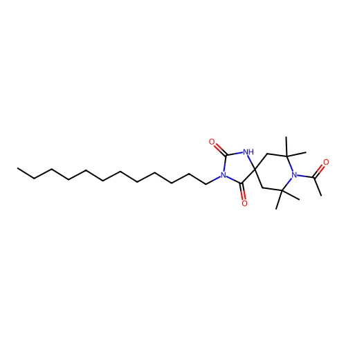 1,3,8-Triazaspiro(4.5)decane-2,4-dione, 8-acetyl-3-dodecyl-7,7,9,9-tetramethyl- structure