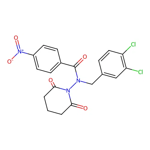 N-[(3,4-dichlorophenyl)methyl]-N-(2,6-dioxopiperidin-1-yl)-4-nitrobenzamide structure
