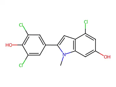 Indol-6-OL, 4-chloro-2-(2,6-dichloro-4-hydroxyphenyl)-1-methyl- structure