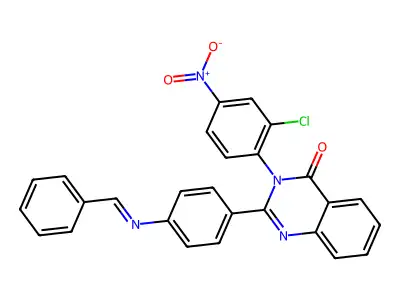 2-(p-(Benzylideneamino)phenyl)-3-(2-chloro-4-nitrophenyl)quinazolin-4-one structure