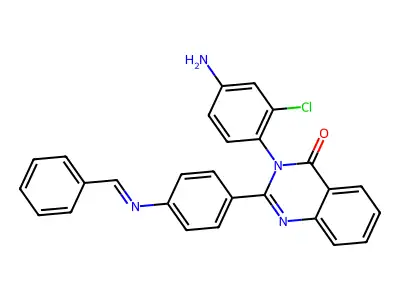 2-(p-(Benzylideneamino)phenyl)-3-(2-chloro-4-aminophenyl)quinazolin-4-one structure