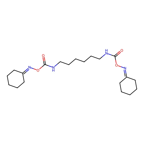 Cyclohexanone 1,1'-(O,O'-(1,6-hexanediylbis(iminocarbonyl))dioxime) structure