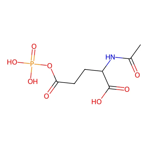N-(1-Hydroxyethylidene)-5-oxo-5-(phosphonooxy)norvaline structure