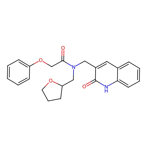 N-(oxolan-2-ylmethyl)-N-[(2-oxo-1H-quinolin-3-yl)methyl]-2-phenoxyacetamide structure