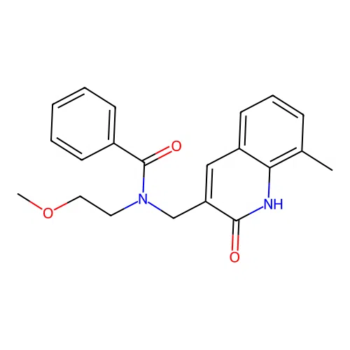 N-(2-methoxyethyl)-N-[(8-methyl-2-oxo-1H-quinolin-3-yl)methyl]benzamide structure