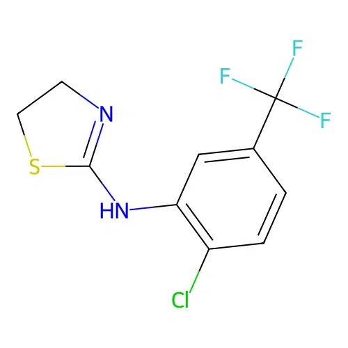 N-[2-chloro-5-(trifluoromethyl)phenyl]-4,5-dihydro-1,3-thiazol-2-amine structure