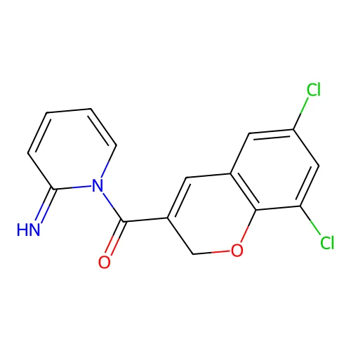 (6,8-Dichloro-2H-1-benzopyran-3-yl)(2-imino-1(2H)-pyridinyl)methanone structure