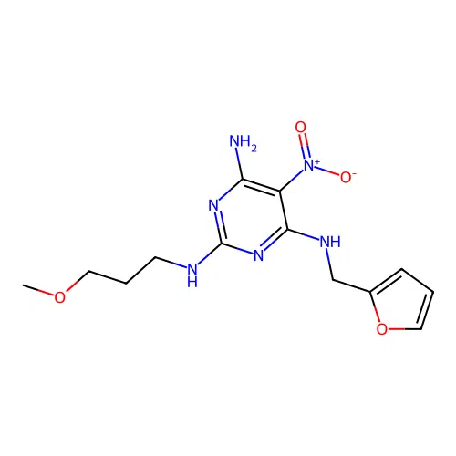 {6-Amino-2-[(3-methoxypropyl)amino]-5-nitropyrimidin-4-yl}(2-furylmethyl)amine structure