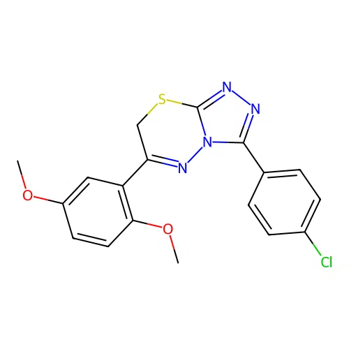 3-(4-chlorophenyl)-6-(2,5-dimethoxyphenyl)-7H-[1,2,4]triazolo[3,4-b][1,3,4]thiadiazine structure
