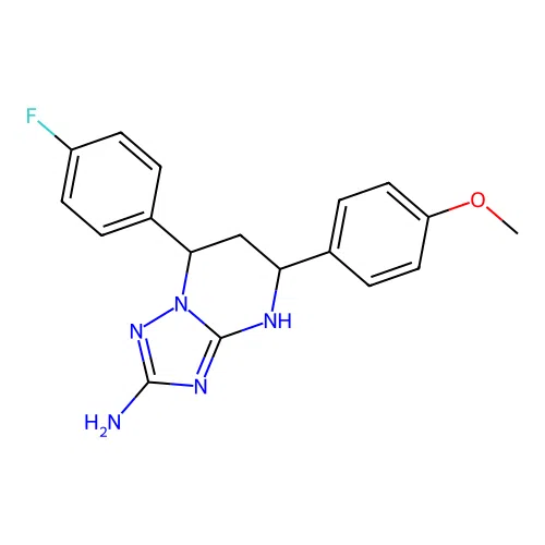 7-(4-fluorophenyl)-5-(4-methoxyphenyl)-1,5,6,7-tetrahydro-[1,2,4]triazolo[1,5-a]pyrimidin-2-amine structure