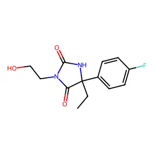 5-Ethyl-5-(4-fluorophenyl)-3-(2-hydroxyethyl)-2,4-imidazolidinedione structure