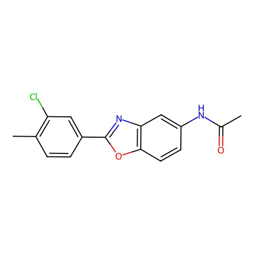 N-[2-(3-chloro-4-methylphenyl)-1,3-benzoxazol-5-yl]acetamide structure