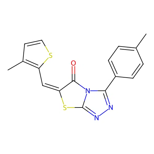 (E)-6-((3-methylthiophen-2-yl)methylene)-3-(p-tolyl)thiazolo[2,3-c][1,2,4]triazol-5(6H)-one structure