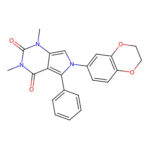 6-(2,3-dihydro-1,4-benzodioxin-6-yl)-1,3-dimethyl-5-phenyl-1H-pyrrolo[3,4-d]pyrimidine-2,4(3H,6H)-dione structure