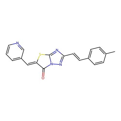 (5Z)-2-[(E)-2-(4-methylphenyl)ethenyl]-5-(pyridin-3-ylmethylidene)[1,3]thiazolo[3,2-b][1,2,4]triazol-6(5H)-one structure