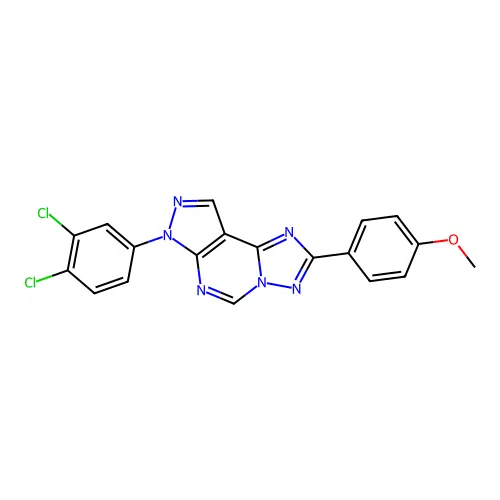 7-(3,4-dichlorophenyl)-2-(4-methoxyphenyl)-7H-pyrazolo[4,3-e][1,2,4]triazolo[1,5-c]pyrimidine structure