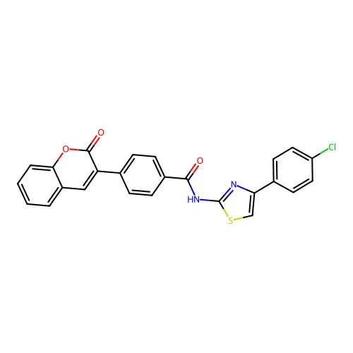 N-[4-(4-chlorophenyl)-1,3-thiazol-2-yl]-4-(2-oxo-2H-chromen-3-yl)benzamide structure