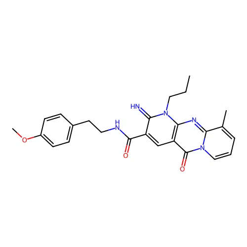 2-imino-N-[2-(4-methoxyphenyl)ethyl]-10-methyl-5-oxo-1-propyl-1,5-dihydro-2H-dipyrido[1,2-a:2',3'-d]pyrimidine-3-carboxamide structure