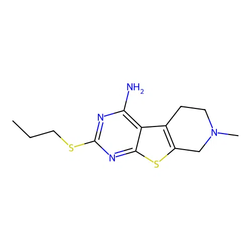 7-methyl-2-(propylsulfanyl)-5,6,7,8-tetrahydropyrido[4',3':4,5]thieno[2,3-d]pyrimidin-4-amine structure