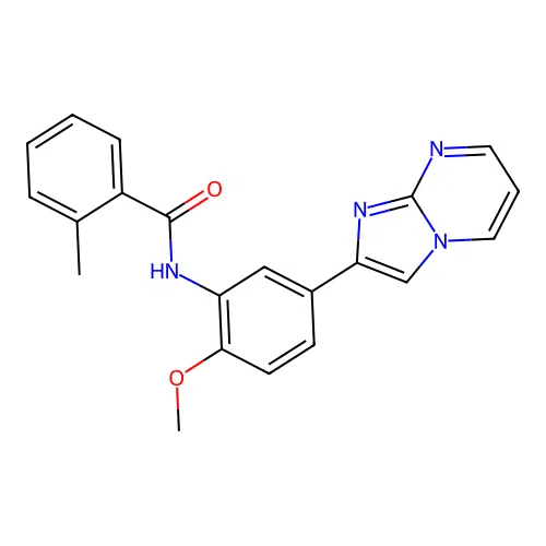 N-(5-imidazo[1,2-a]pyrimidin-2-yl-2-methoxyphenyl)-2-methylbenzamide structure
