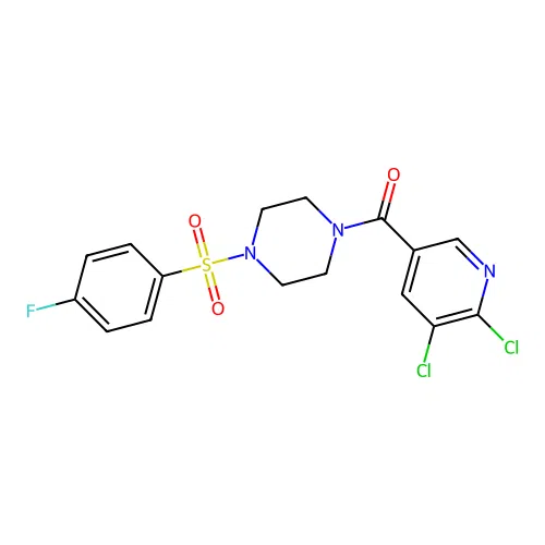 1-(5,6-Dichloropyridine-3-carbonyl)-4-(4-fluorobenzenesulfonyl)piperazine structure