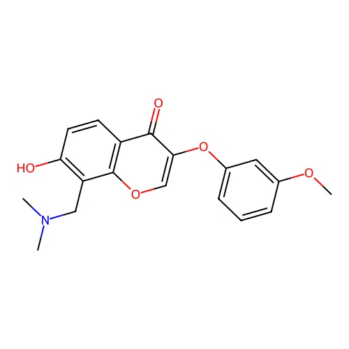 8-((dimethylamino)methyl)-7-hydroxy-3-(3-methoxyphenoxy)-4H-chromen-4-one structure