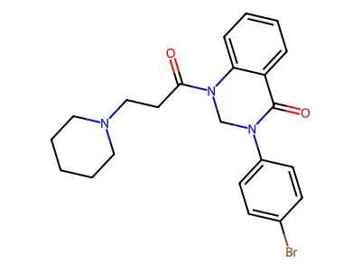4(1H)-Quinazolinone, 2,3-dihydro-3-(p-bromophenyl)-1-(3-piperidinopropionyl)- structure