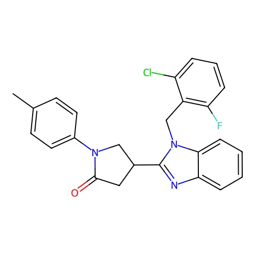 4-(1-(2-chloro-6-fluorobenzyl)-1H-benzo[d]imidazol-2-yl)-1-(p-tolyl)pyrrolidin-2-one structure