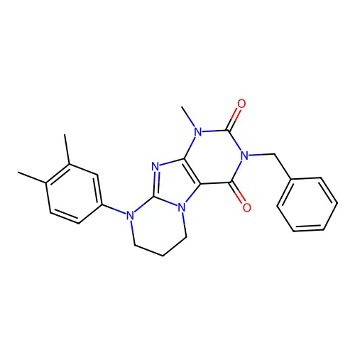 3-benzyl-9-(3,4-dimethylphenyl)-1-methyl-6,7,8,9-tetrahydropyrimido[2,1-f]purine-2,4(1H,3H)-dione structure
