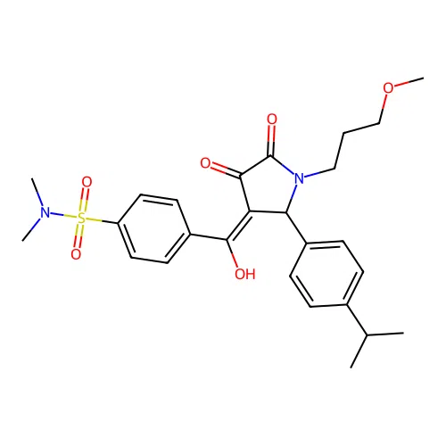 4-(4-hydroxy-2-(4-isopropylphenyl)-1-(3-methoxypropyl)-5-oxo-2,5-dihydro-1H-pyrrole-3-carbonyl)-N,N-dimethylbenzenesulfonamide structure