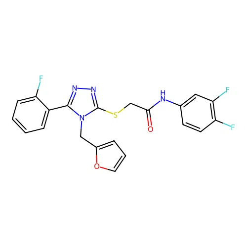 N-(3,4-difluorophenyl)-2-{[5-(2-fluorophenyl)-4-(furan-2-ylmethyl)-4H-1,2,4-triazol-3-yl]sulfanyl}acetamide structure
