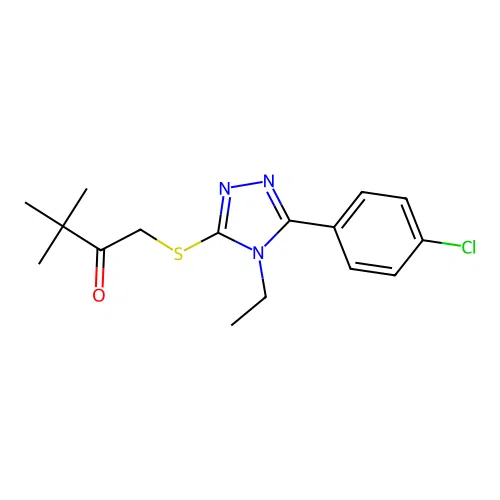 1-((5-(4-chlorophenyl)-4-ethyl-4H-1,2,4-triazol-3-yl)thio)-3,3-dimethylbutan-2-one structure