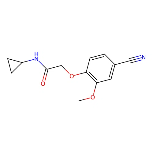2-(4-cyano-2-methoxyphenoxy)-N-cyclopropylacetamide structure