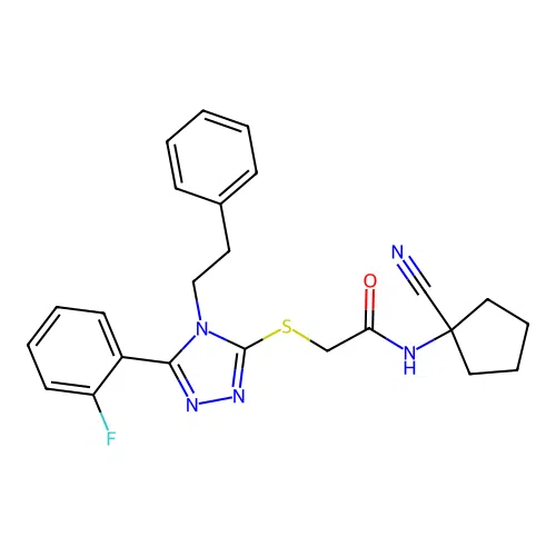 N-(1-cyanocyclopentyl)-2-{[5-(2-fluorophenyl)-4-(2-phenylethyl)-4H-1,2,4-triazol-3-yl]sulfanyl}acetamide structure