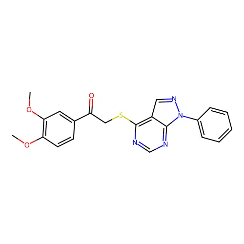 1-(3,4-dimethoxyphenyl)-2-((1-phenyl-1H-pyrazolo[3,4-d]pyrimidin-4-yl)thio)ethanone structure