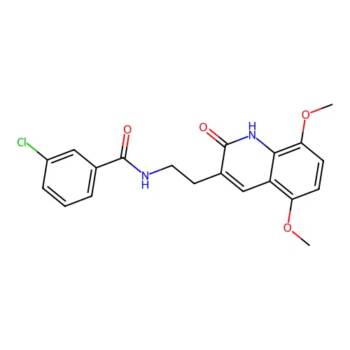 3-chloro-N-[2-(5,8-dimethoxy-2-oxo-1H-quinolin-3-yl)ethyl]benzamide structure