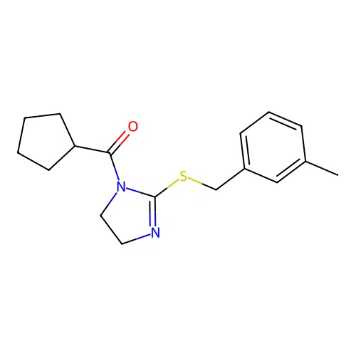 cyclopentyl(2-((3-methylbenzyl)thio)-4,5-dihydro-1H-imidazol-1-yl)methanone structure