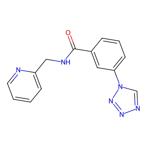 N-(pyridin-2-ylmethyl)-3-(1H-tetrazol-1-yl)benzamide structure